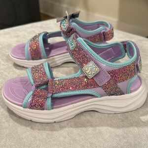 Skechers Girls’ S Lights Sandal in Purple Glitter NWT